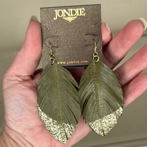 Gold and Green Bohemian Leaf Earrings